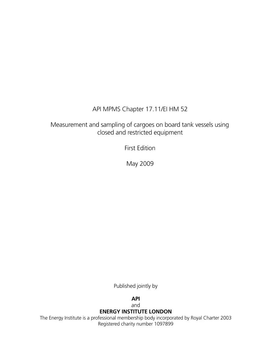 API MPMS Chapter 17.11 / EI HM 52 (R2014) pdf