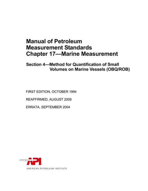 API MPMS Chapter 17.4 (R2009) pdf